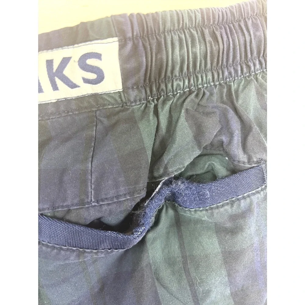 Tommy Hilfiger Mens Plaid Swim Trunks Green Navy Blue L Mesh Lined Board Shorts